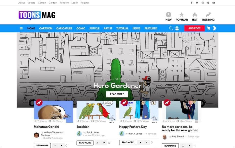An early view of the Toons Mag publishing platform